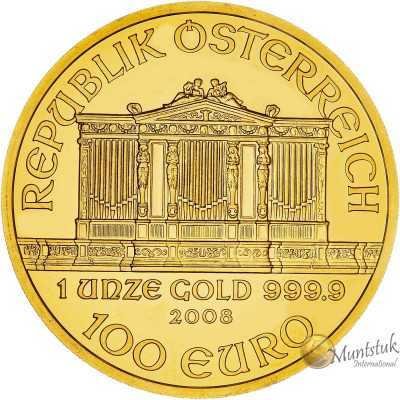 1oz, Austria, 2008, Gold - Vienna Philharmonic obverse