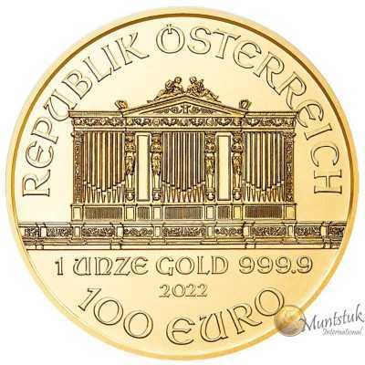 1oz, Austria, 2022, Gold - Vienna Philharmonic obverse