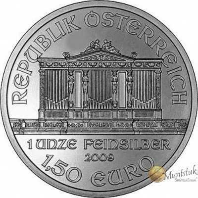 1oz, Austria, 2009, Silver - Vienna Philharmonic obverse