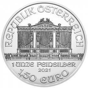 1oz, Austria, 2021, Silver - Vienna Philharmonic obverse