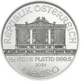 1/25 oz, Austria, 2021, Platinum - Vienna Philharmonic obverse