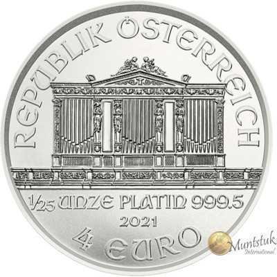 1/25 oz, Austria, 2021, Platinum - Vienna Philharmonic obverse