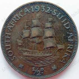 Halfpenny, South Africa, 1932, Brass