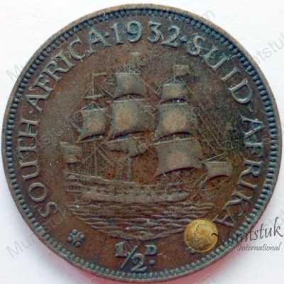 Halfpenny, South Africa, 1932, Brass