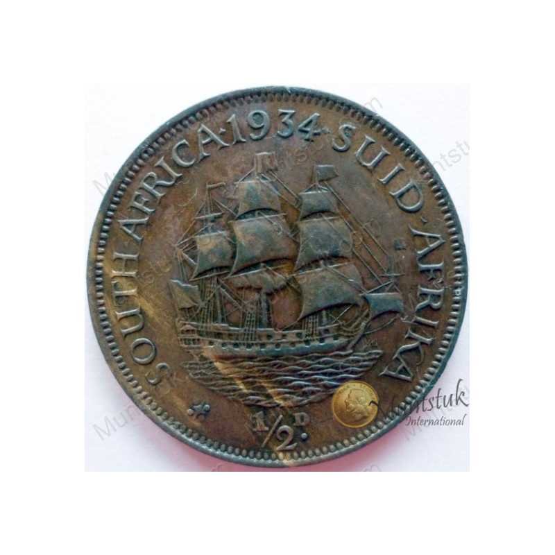 Halfpenny, South Africa, 1934, Brass