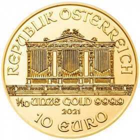 1/10oz, Austria, 2021, Gold - Vienna Philharmonic obverse