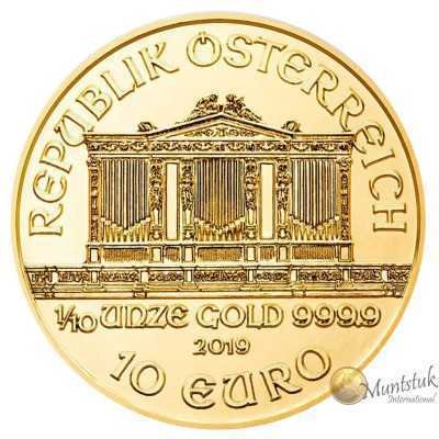 1/10oz, Austria, 2019, Gold - Vienna Philharmonic obverse