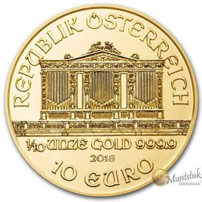 1/10oz, Austria, 2018, Gold - Vienna Philharmonic obverse