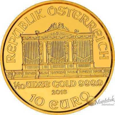 1/10oz, Austria, 2016, Gold - Vienna Philharmonic obverse