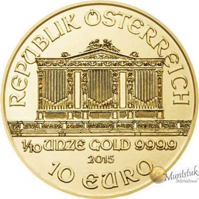 1/10oz, Austria, 2015, Gold - Vienna Philharmonic obverse