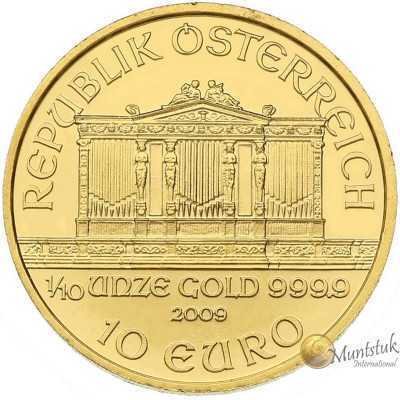 1/10oz, Austria, 2009, Gold - Vienna Philharmonic obverse