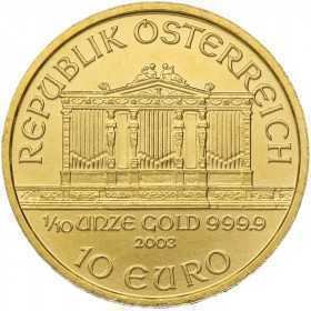 1/10oz, Austria, 2003, Gold - Vienna Philharmonic obverse