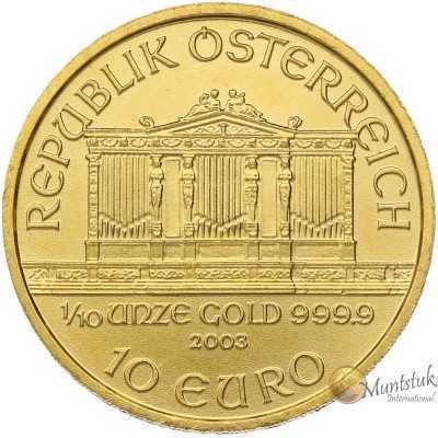 1/10oz, Austria, 2003, Gold - Vienna Philharmonic obverse