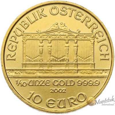 1/10oz, Austria, 2002, Gold - Vienna Philharmonic obverse