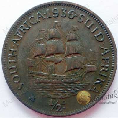 Halfpenny, South Africa, 1936, Brass