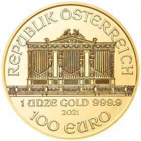1oz, Austria, 2021, Gold - Vienna Philharmonic obverse