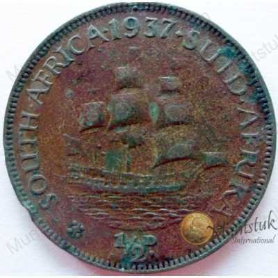 Halfpenny, South Africa, 1937, Brass