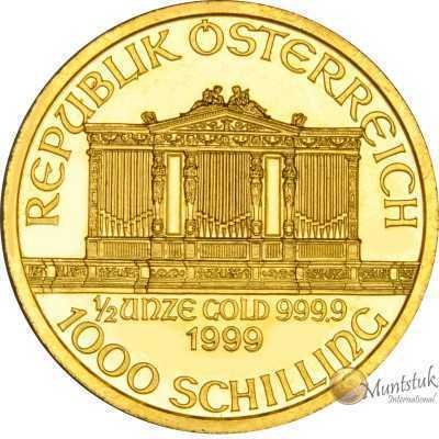 1/2oz, Austria, 1999, Gold - Vienna Philharmonic obverse