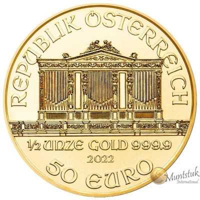 1/2 oz, Austria, 2022, Gold - Vienna Philharmonic obverse