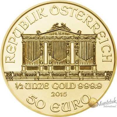 1/2 oz, Austria, 2015, Gold - Vienna Philharmonic obverse