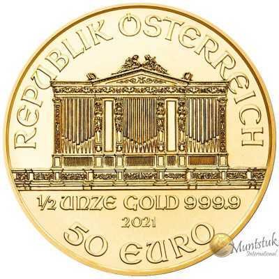 1/2 oz, Austria, 2021, Gold - Vienna Philharmonic obverse