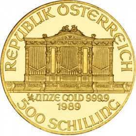 1/4 oz, Austria, 1989 Gold - Vienna Philharmonic obverse