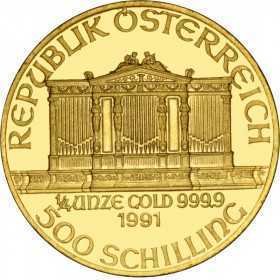 1/4 oz, Austria, 1991, Gold - Vienna Philharmonic obverse