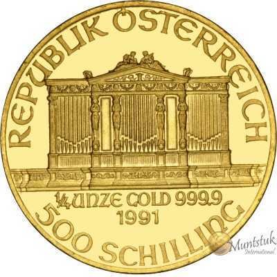 1/4 oz, Austria, 1991, Gold - Vienna Philharmonic obverse