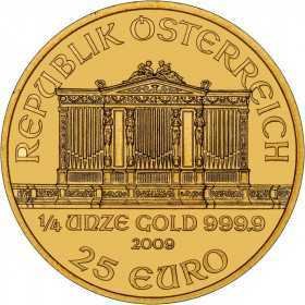 1/4 oz, Austria, 2009, Gold - Vienna Philharmonic obverse