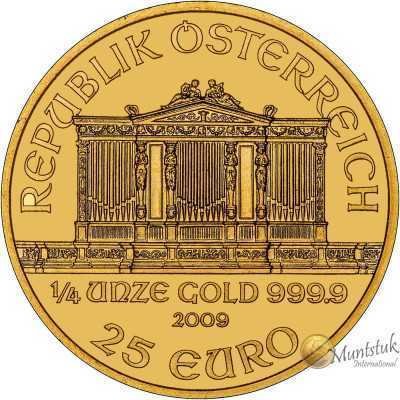 1/4 oz, Austria, 2009, Gold - Vienna Philharmonic obverse