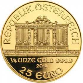 1/4 oz, Austria, 2014, Gold - Vienna Philharmonic obverse