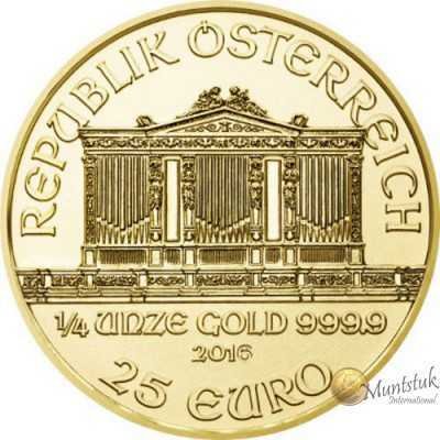1/4 oz, Austria, 2016, Gold - Vienna Philharmonic obverse