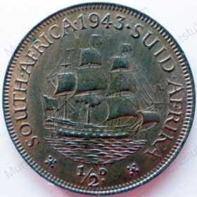 Halfpenny, South Africa, 1943, Brass