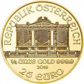 1/4 oz, Austria, 2019, Gold - Vienna Philharmonic obverse