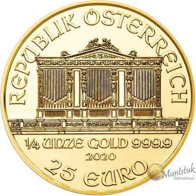 1/4 oz, Austria, 2020, Gold - Vienna Philharmonic obverse