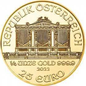 1/4 oz, Austria, 2022, Gold - Vienna Philharmonic obverse