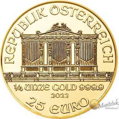 1/4 oz, Austria, 2022, Gold - Vienna Philharmonic obverse