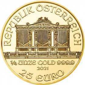1/4 oz, Austria, 2021, Gold - Vienna Philharmonic obverse
