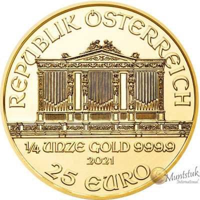 1/4 oz, Austria, 2021, Gold - Vienna Philharmonic obverse