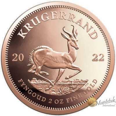 2 oz Krugerrand, South Africa, 2022, Gold Reverse
