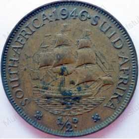 Halfpenny, South Africa, 1946, Brass