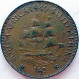 Halfpenny, South Africa, 1949, Brass