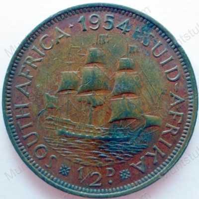 Halfpenny, South Africa, 1954, Brass