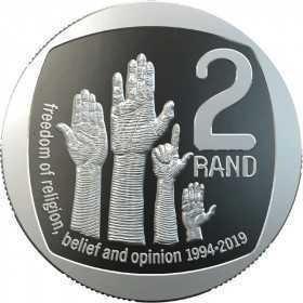 R2, South Africa, 2019, Nickel-Plated Copper - Freedom of Religion, Belief and Opinion reverse