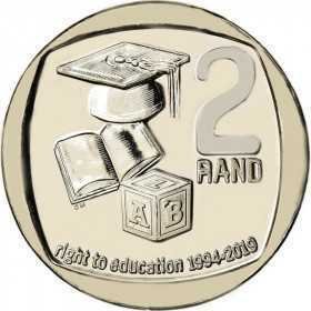 R2, South Africa, 2019, Nickel-Plated Copper - Right to education reverse