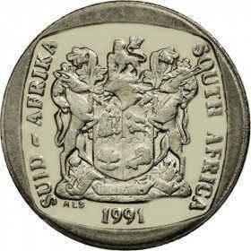 R2, South Africa, 1991, Nickel-plated Copper obverse