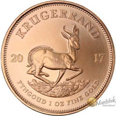 1 oz Krugerrand, South Africa, 2017, Gold reverse