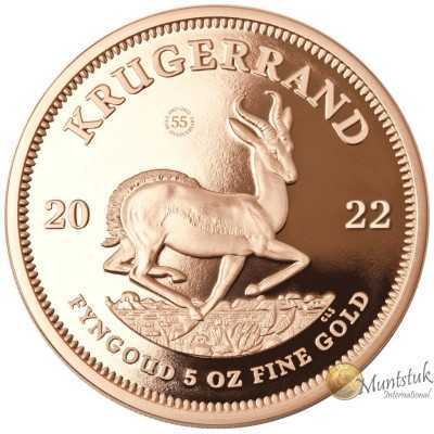 5 oz Krugerrand, South Africa, 2022, Gold reverse