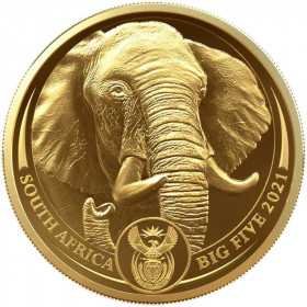 5 oz, South Africa, 2021, Gold, Big Five II - Elephant obverse