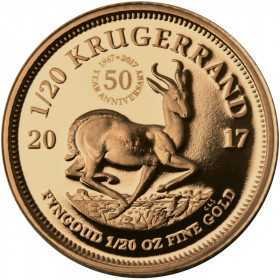 1/20 oz Krugerrand, South Africa, 2017, Gold reverse